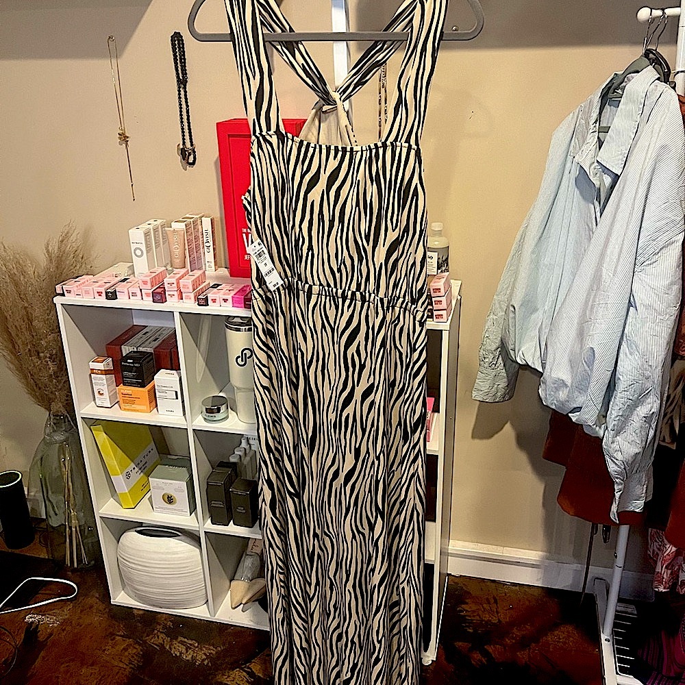 NWT 1X INC International Concepts Zebra Halter Slit Maxi Dress - Picture 11 of 11